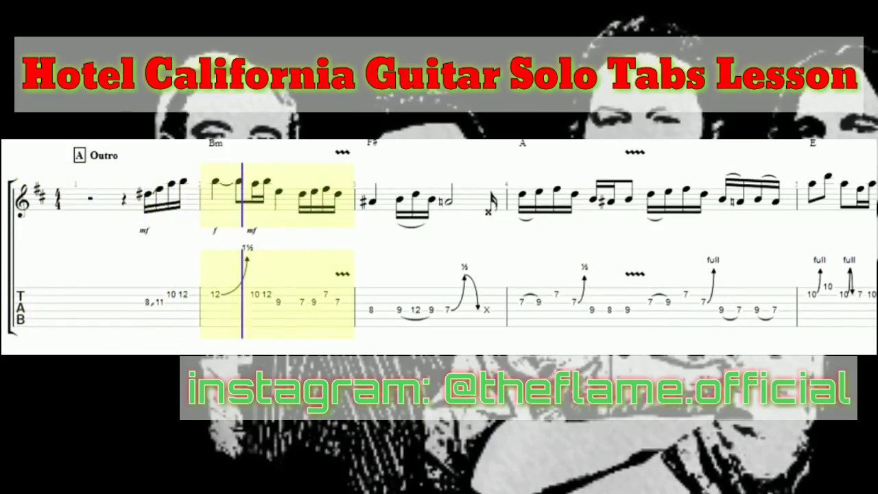 Hotel California Guitar Solo Lesson Eagles (with Tabs)